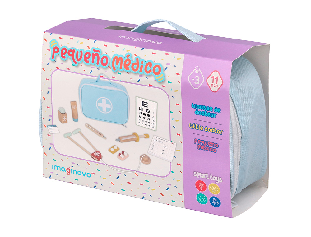 JUEGO INFANTIL IMAGINOVO MADERA MALETIN DE MEDICO +3 AOS 11 PIEZAS 24,5X18X10CM