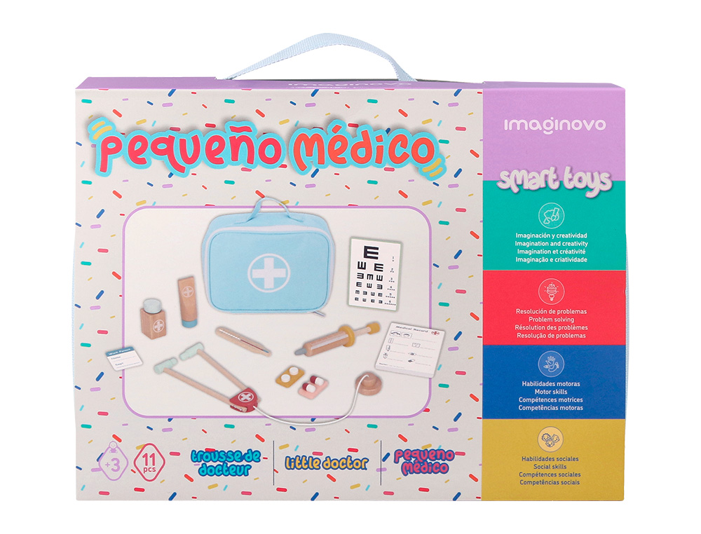 JUEGO INFANTIL IMAGINOVO MADERA MALETIN DE MEDICO +3 AOS 11 PIEZAS 24,5X18X10CM