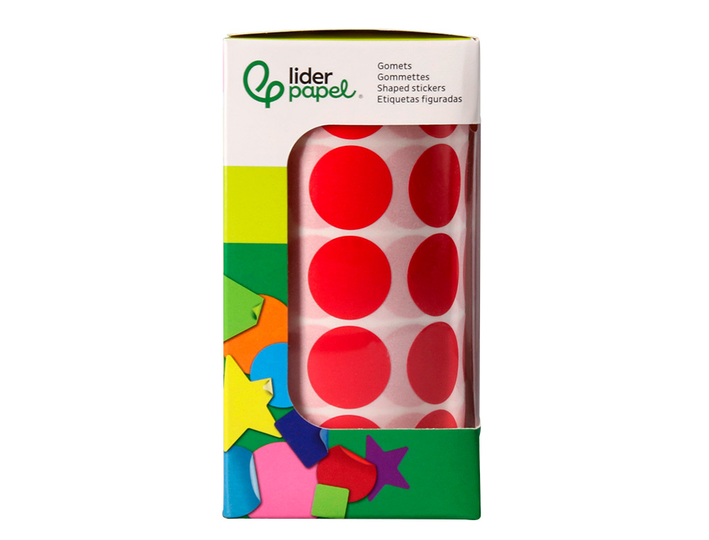 GOMETS LIDERPAPEL AUTOADHESIVO CIRCULOS 20 MM ROJO ROLLO DE 2000 UNIDADES EN CAJA DE CARTON