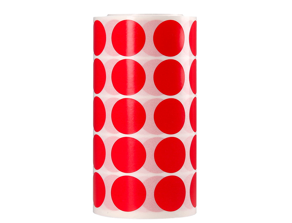 GOMETS LIDERPAPEL AUTOADHESIVO CIRCULOS 20 MM ROJO ROLLO DE 2000 UNIDADES EN CAJA DE CARTON