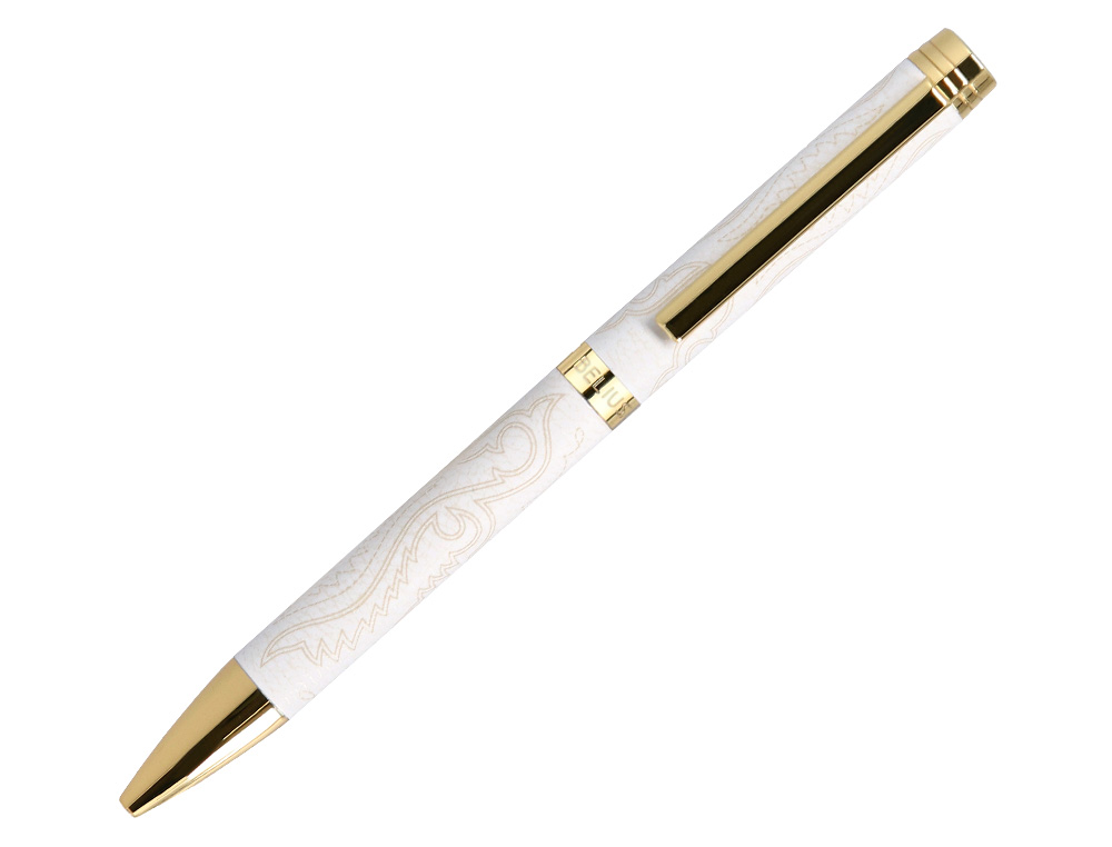 BOLIGRAFO BELIUS WILD WEST ALUMINIO COLOR CREMA DORADO TINTA COLOR AZUL CAJA DE DISEO