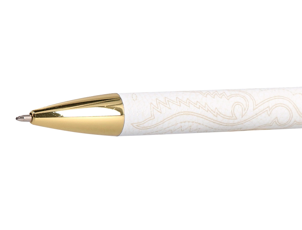 BOLIGRAFO BELIUS WILD WEST ALUMINIO COLOR CREMA DORADO TINTA COLOR AZUL CAJA DE DISEO