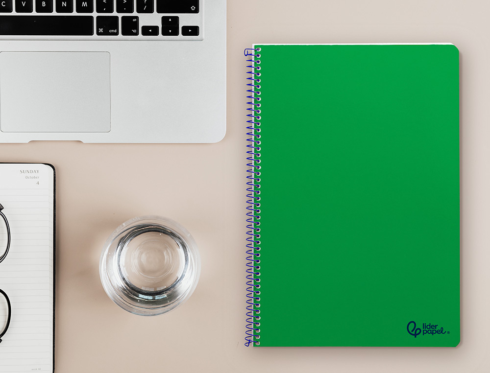 CUADERNO ESPIRAL LIDERPAPEL A4 SMART TAPA BLANDA 80H 75GR PAUTA 2,5MM CON MARGEN COLOR VERDE