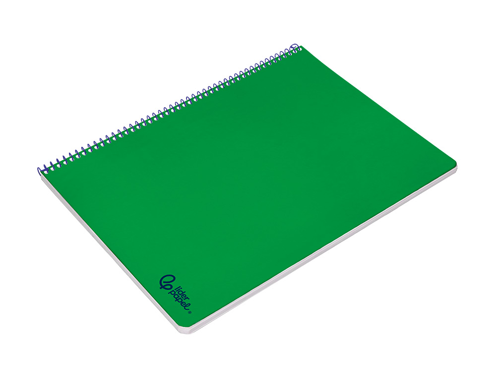 CUADERNO ESPIRAL LIDERPAPEL A4 SMART TAPA BLANDA 80H 75GR PAUTA 2,5MM CON MARGEN COLOR VERDE