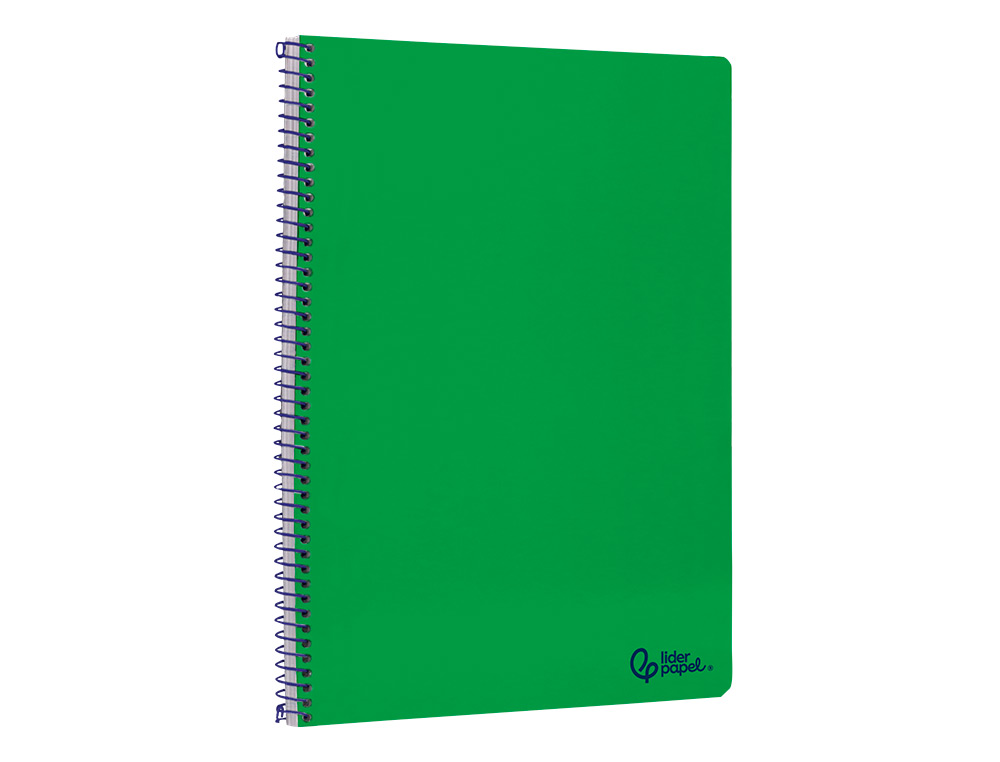 CUADERNO ESPIRAL LIDERPAPEL A4 SMART TAPA BLANDA 80H 75GR PAUTA 2,5MM CON MARGEN COLOR VERDE