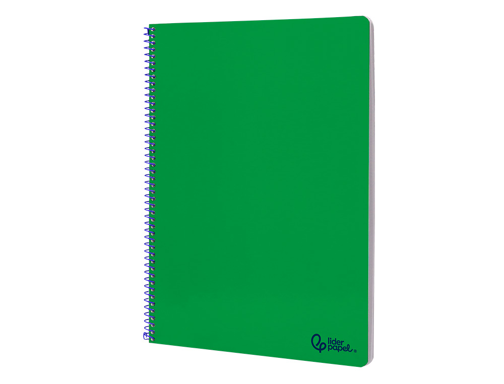 CUADERNO ESPIRAL LIDERPAPEL A4 SMART TAPA BLANDA 80H 75GR PAUTA 2,5MM CON MARGEN COLOR VERDE