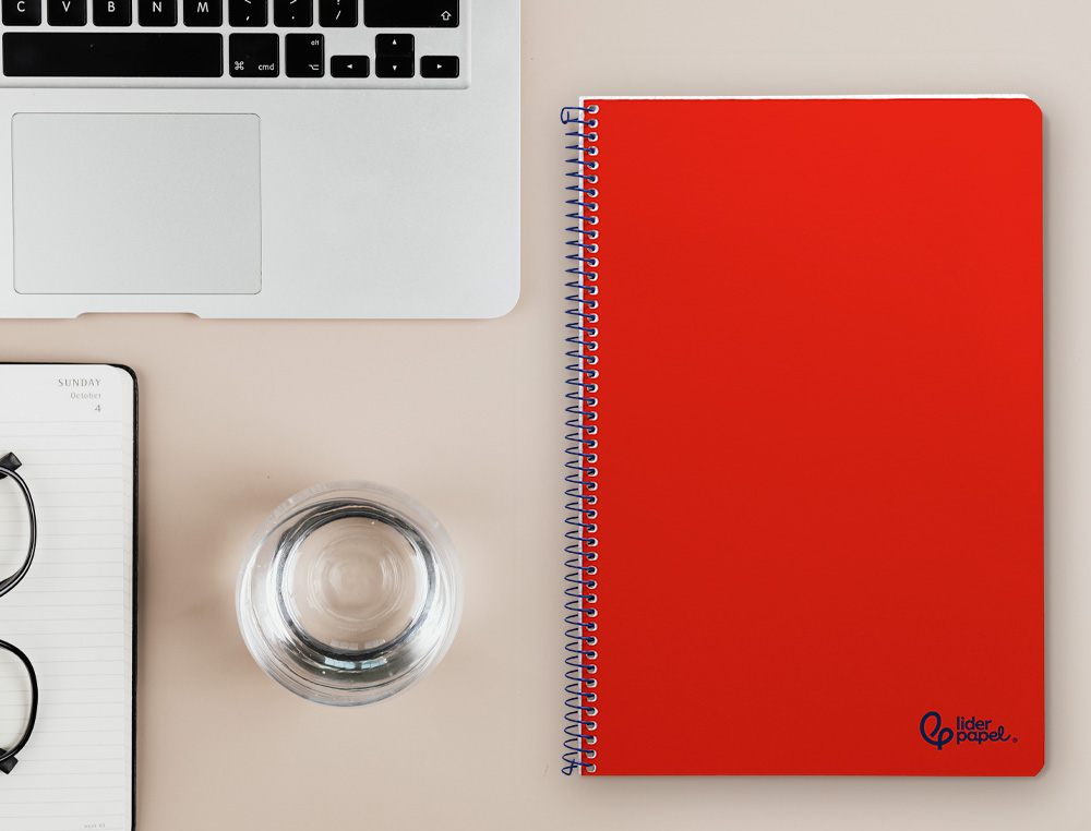 CUADERNO ESPIRAL LIDERPAPEL A4 SMART TAPA BLANDA 80H 75GR PAUTA 3,5MM CON MARGEN COLOR ROJO