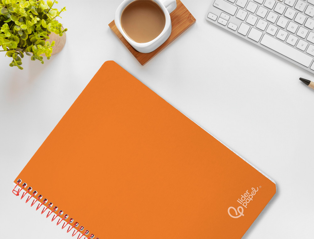 CUADERNO ESPIRAL LIDERPAPEL A4 WITTY TAPA DURA 80H 90GR RAYADO HORIZONTAL CON MARGEN COLOR NARANJA
