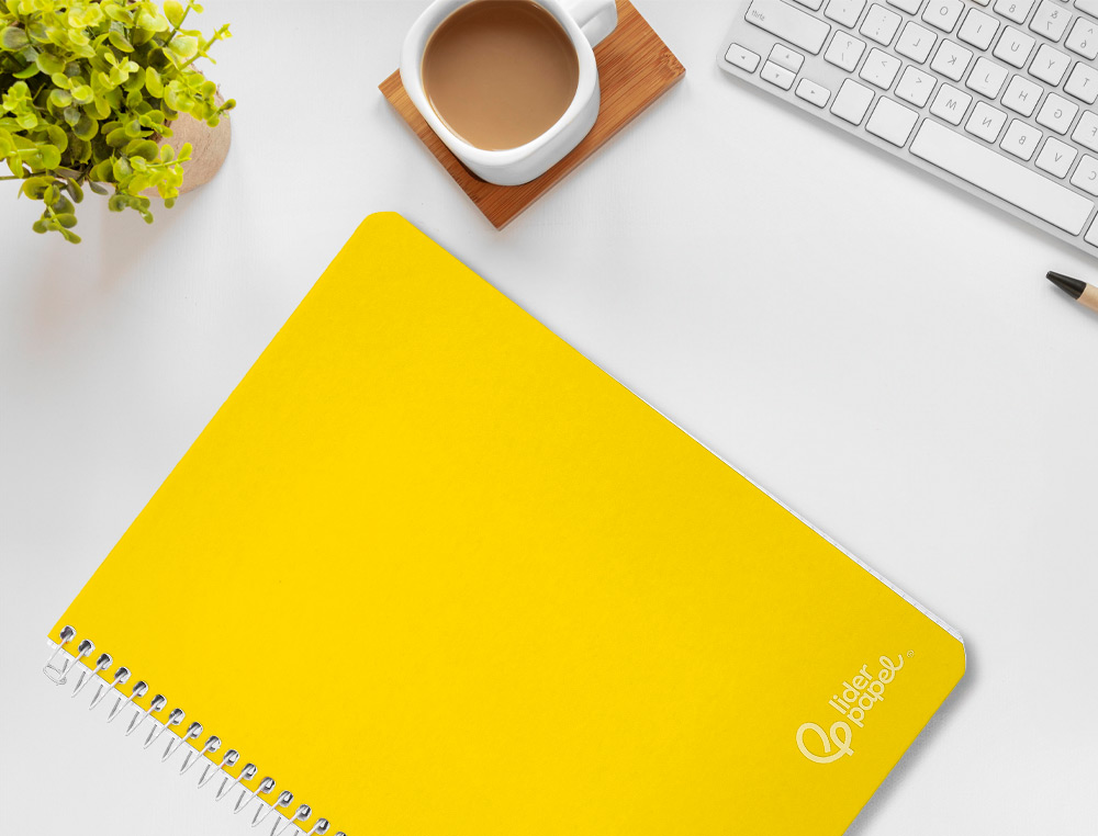 CUADERNO ESPIRAL LIDERPAPEL A4 WITTY TAPA DURA 80H 90GR PAUTA 2,5MM CON MARGEN COLOR AMARILLO