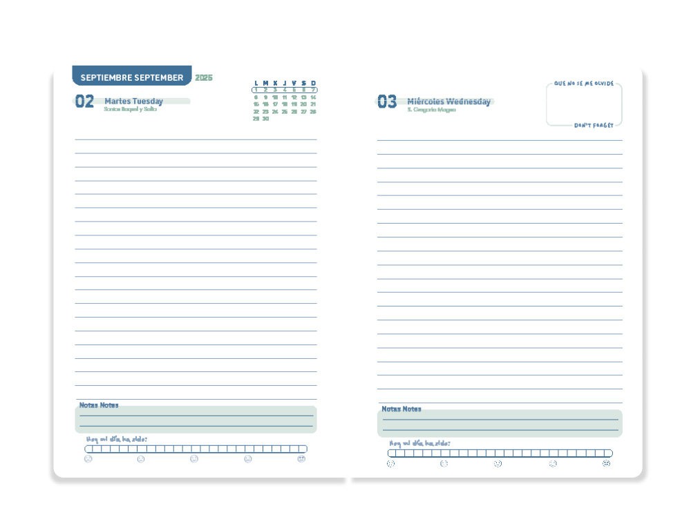 AGENDA ESCOLAR LIDERPAPEL 25-26 ESPIRAL CLASSIC VERDE DIA PAGINA A5 BILINGE PAPEL FSC 70 GR