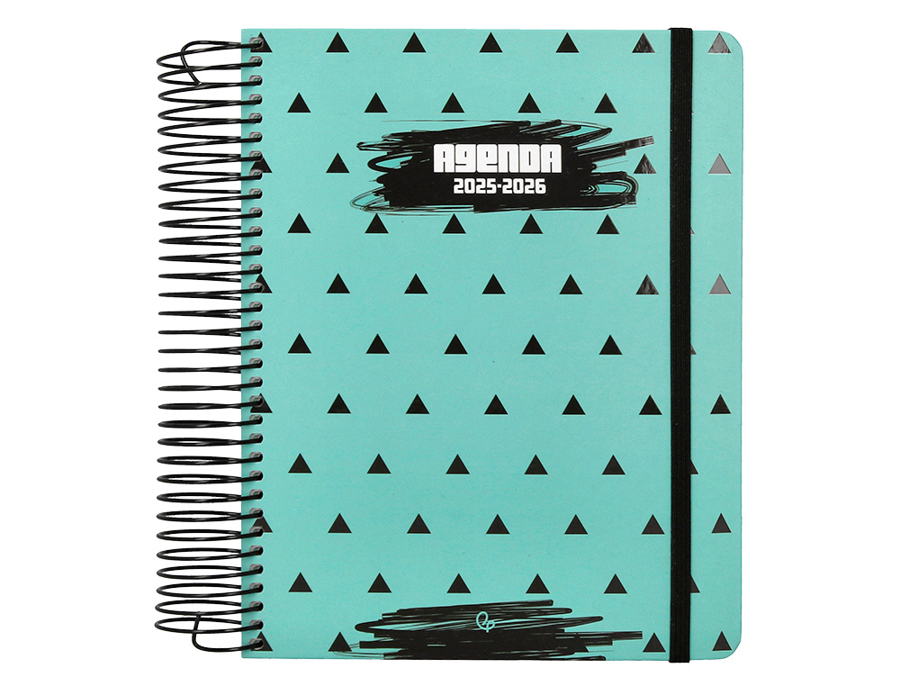 AGENDA ESCOLAR LIDERPAPEL 25-26 ESPIRAL PATTERNS TRIANGULOS DIA PAGINA A5 BILINGE PAPEL FSC 80 GR