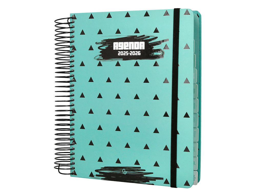 AGENDA ESCOLAR LIDERPAPEL 25-26 ESPIRAL PATTERNS TRIANGULOS DIA PAGINA A5 BILINGE PAPEL FSC 80 GR