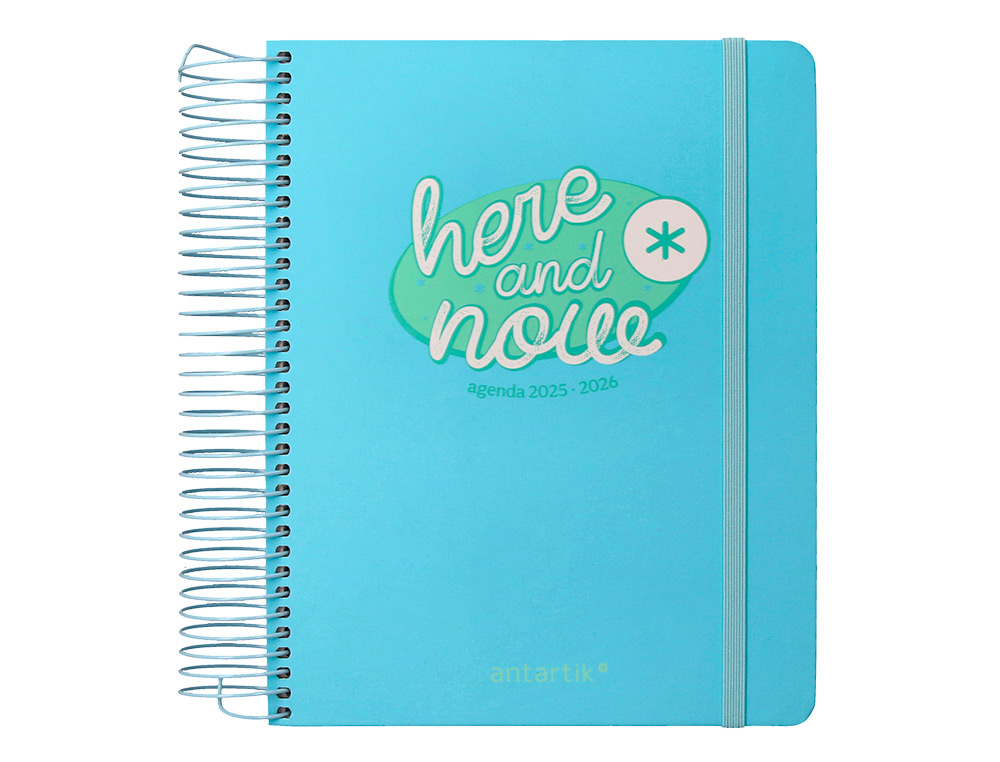 AGENDA ESCOLAR ANTARTIK 25-26 ESPIRAL HERE AND NOW AZUL DIA PAGINA A5 BILINGE PAPEL FSC 80 GR 80 GR