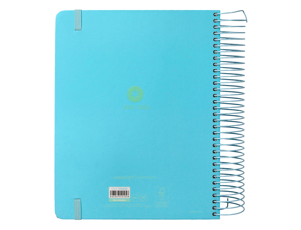 AGENDA ESCOLAR ANTARTIK 25-26 ESPIRAL HERE AND NOW AZUL DIA PAGINA A5 BILINGE PAPEL FSC 80 GR 80 GR