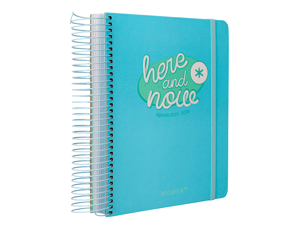 AGENDA ESCOLAR ANTARTIK 25-26 ESPIRAL HERE AND NOW AZUL DIA PAGINA A5 BILINGE PAPEL FSC 80 GR 80 GR