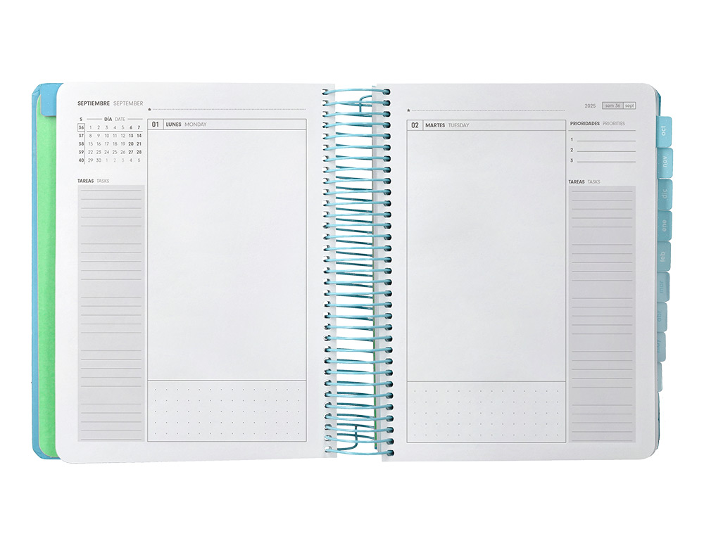 AGENDA ESCOLAR ANTARTIK 25-26 ESPIRAL HERE AND NOW AZUL DIA PAGINA A5 BILINGE PAPEL FSC 80 GR 80 GR