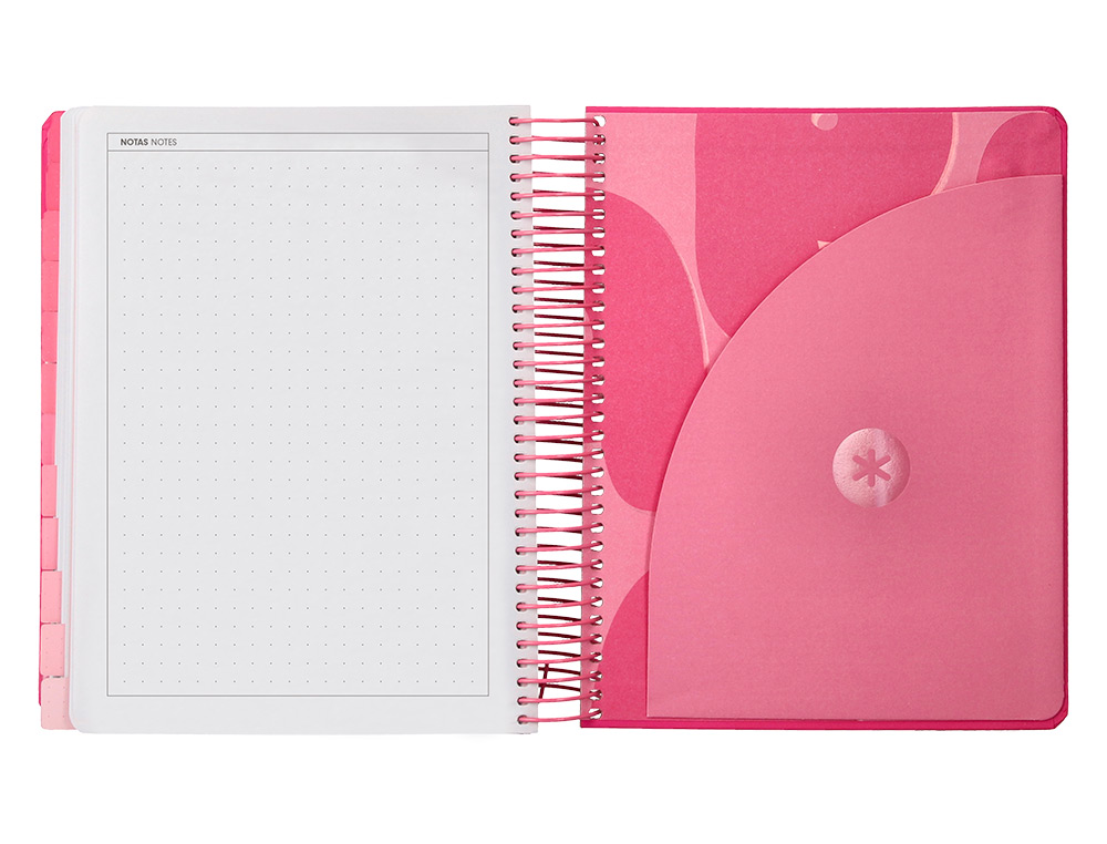 AGENDA ESCOLAR ANTARTIK 25-26 ESPIRAL PLANS ROSA FUCSIA DIA PAGINA A5 BILINGE PAPEL FSC 80 GR