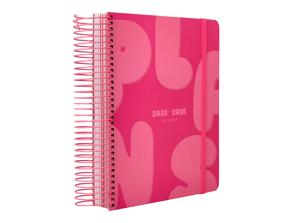 AGENDA ESCOLAR ANTARTIK 25-26 ESPIRAL PLANS ROSA FUCSIA DIA PAGINA A5 BILINGE PAPEL FSC 80 GR