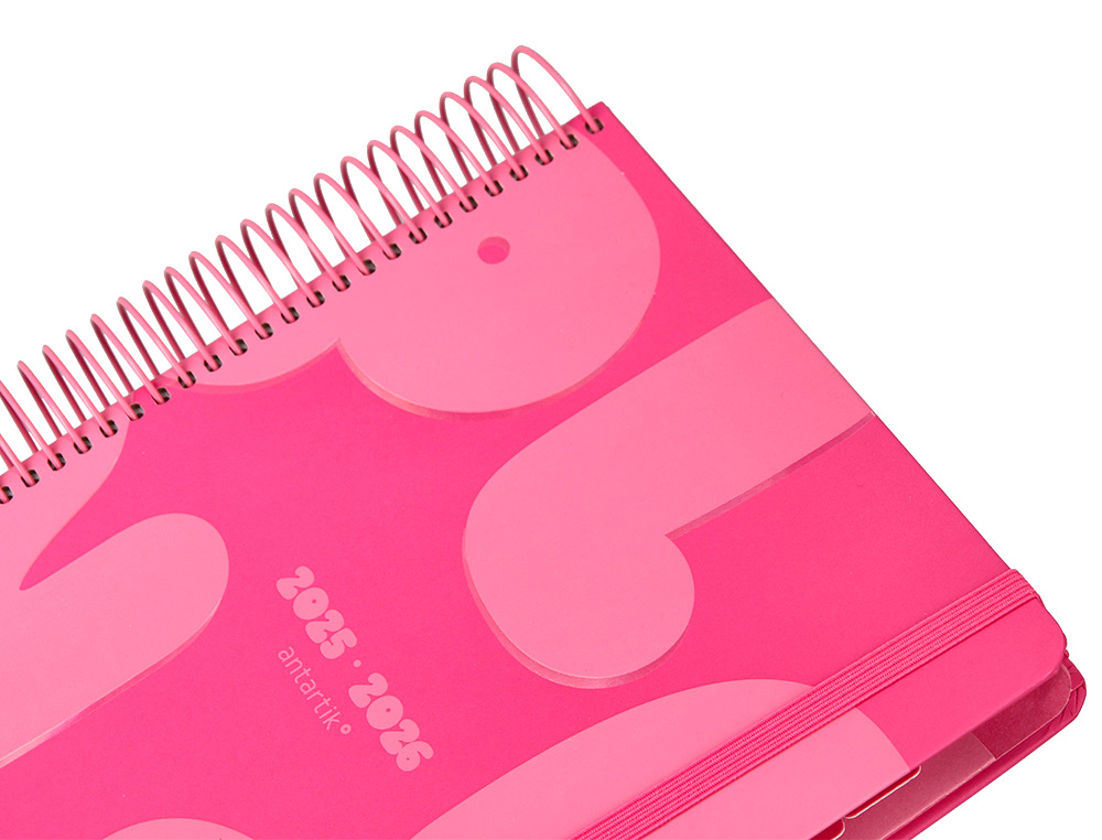 AGENDA ESCOLAR ANTARTIK 25-26 ESPIRAL PLANS ROSA FUCSIA DIA PAGINA A5 BILINGE PAPEL FSC 80 GR