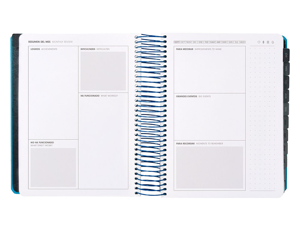 AGENDA ESCOLAR ANTARTIK 25-26 ESPIRAL NEON AZUL DIA PAGINA A5 BILINGE PAPEL FSC 80 GR