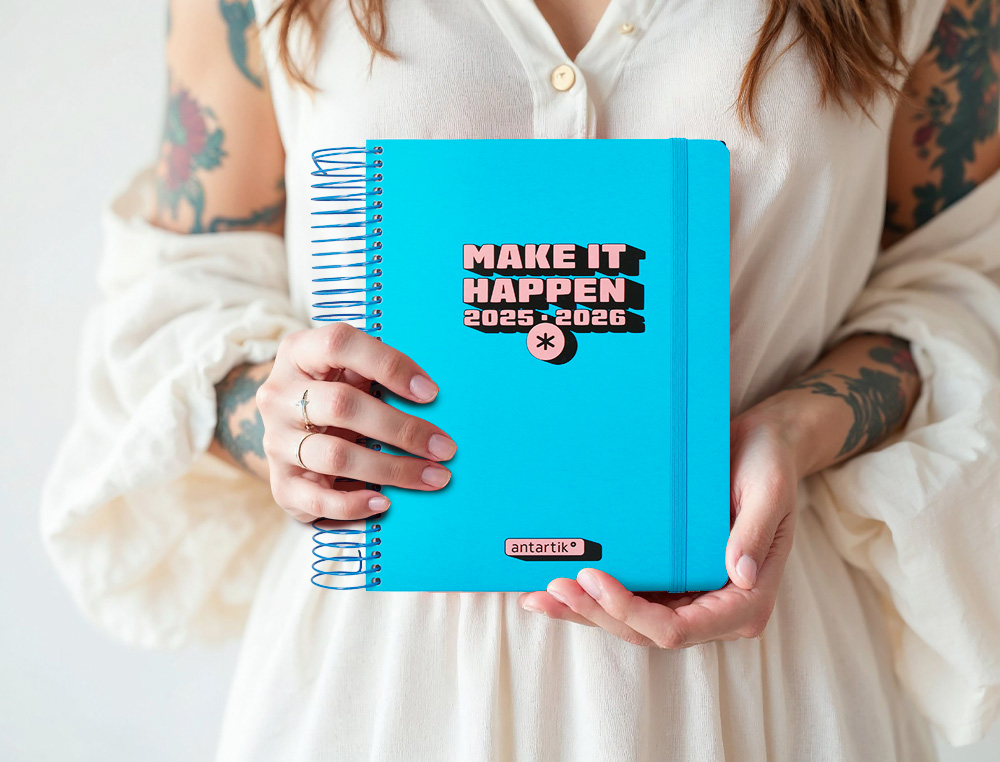 AGENDA ESCOLAR ANTARTIK 25-26 ESPIRAL NEON AZUL DIA PAGINA A5 BILINGE PAPEL FSC 80 GR