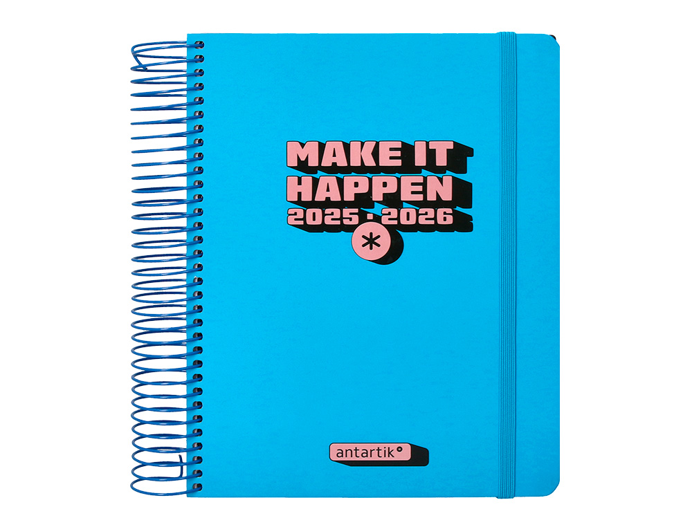 AGENDA ESCOLAR ANTARTIK 25-26 ESPIRAL NEON AZUL DIA PAGINA A5 BILINGE PAPEL FSC 80 GR