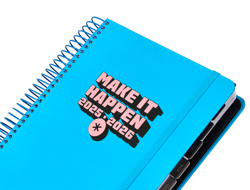 AGENDA ESCOLAR ANTARTIK 25-26 ESPIRAL NEON AZUL DIA PAGINA A5 BILINGE PAPEL FSC 80 GR