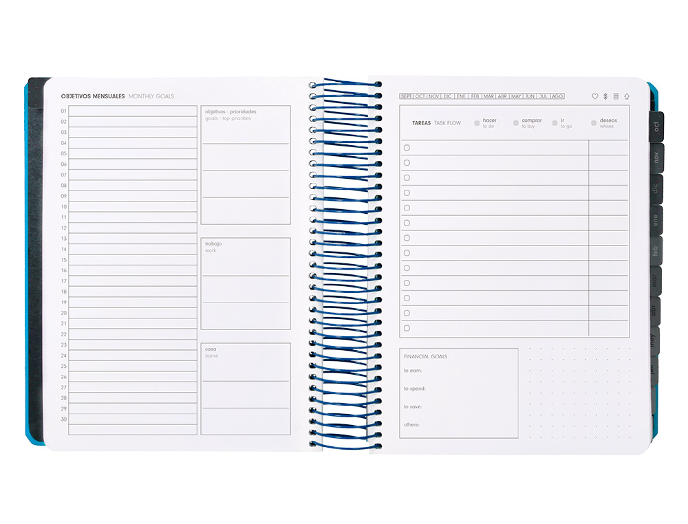 AGENDA ESCOLAR ANTARTIK 25-26 ESPIRAL NEON AZUL DIA PAGINA A5 BILINGE PAPEL FSC 80 GR