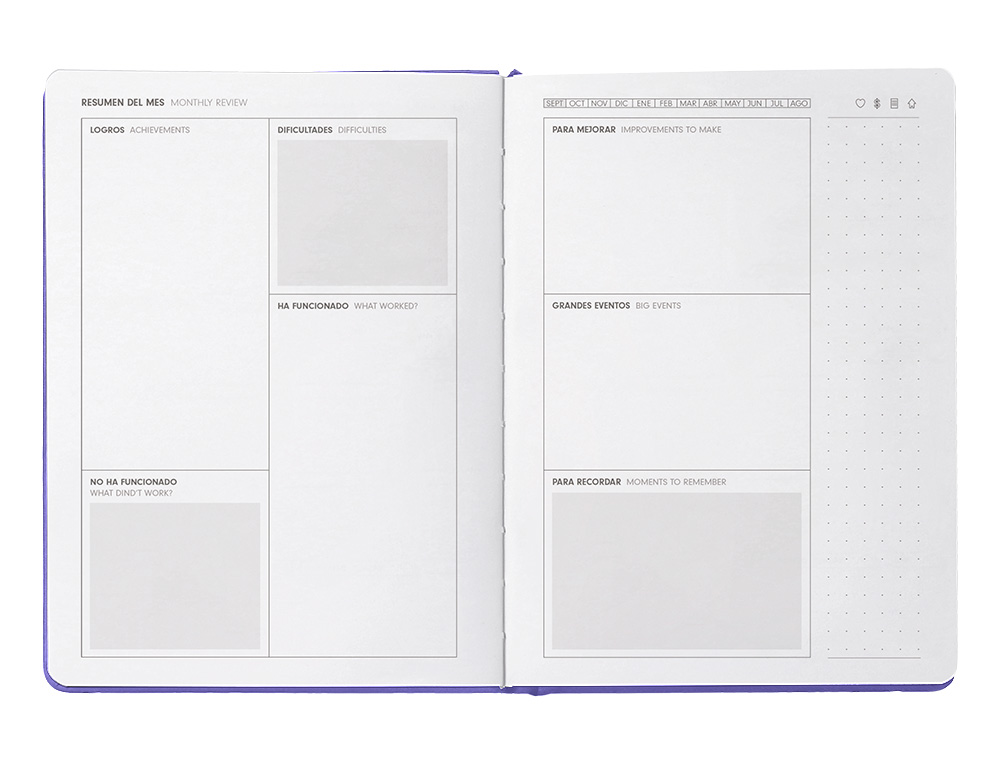 AGENDA ESCOLAR ANTARTIK 25-26 ENCUADERNADA GO! SIMIL PIEL MORADO SEMANA VISTA A5 BILINGE PAPEL FSC 80 GR
