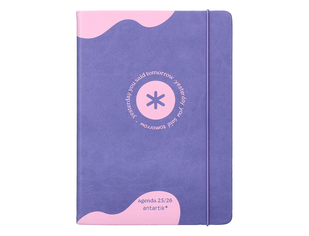 AGENDA ESCOLAR ANTARTIK 25-26 ENCUADERNADA GO! SIMIL PIEL MORADO SEMANA VISTA A5 BILINGE PAPEL FSC 80 GR