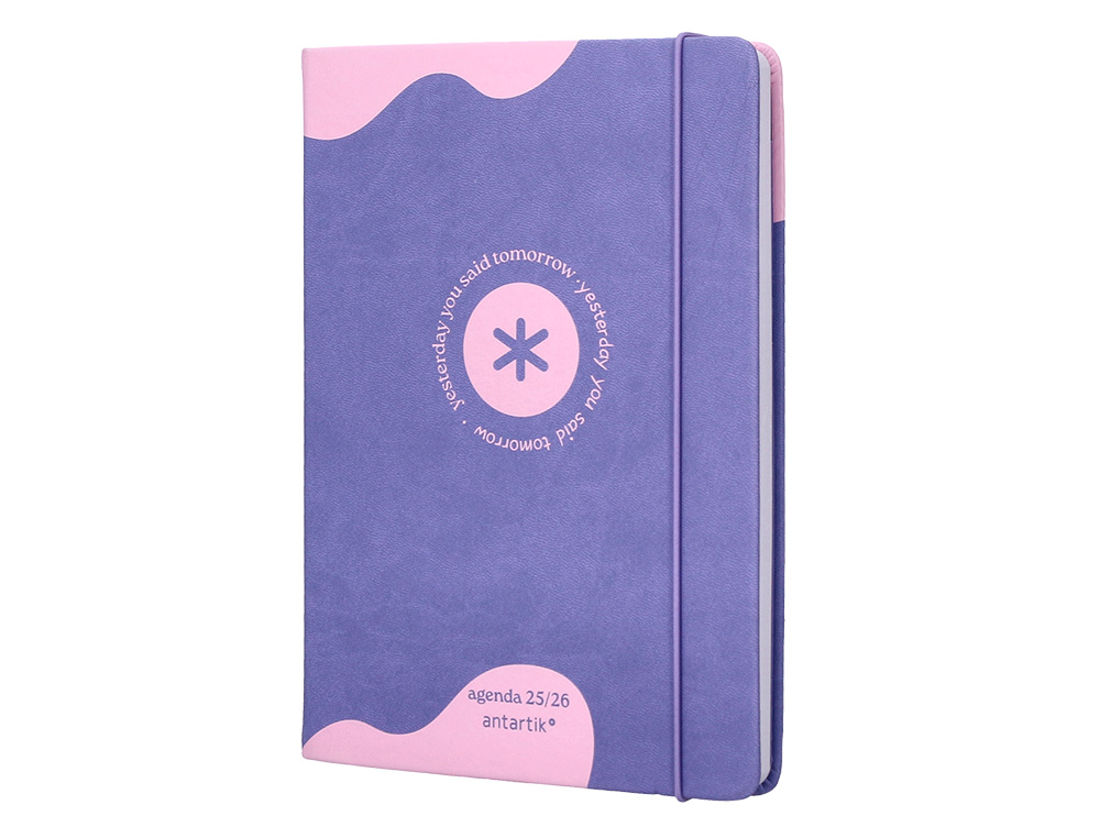 AGENDA ESCOLAR ANTARTIK 25-26 ENCUADERNADA GO! SIMIL PIEL MORADO SEMANA VISTA A5 BILINGE PAPEL FSC 80 GR