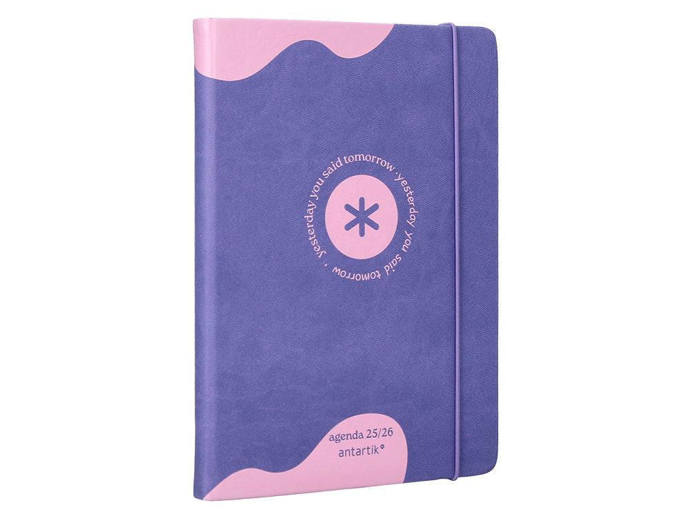 AGENDA ESCOLAR ANTARTIK 25-26 ENCUADERNADA GO! SIMIL PIEL MORADO SEMANA VISTA A5 BILINGE PAPEL FSC 80 GR