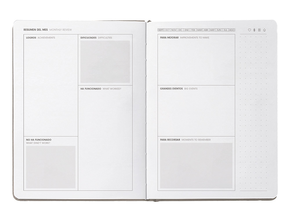 AGENDA ESCOLAR ANTARTIK 25-26 ENCUADERNADA GO! SIMIL PIEL GRIS SEMANA VISTA A5 BILINGÜE PAPEL FSC 80 GR
