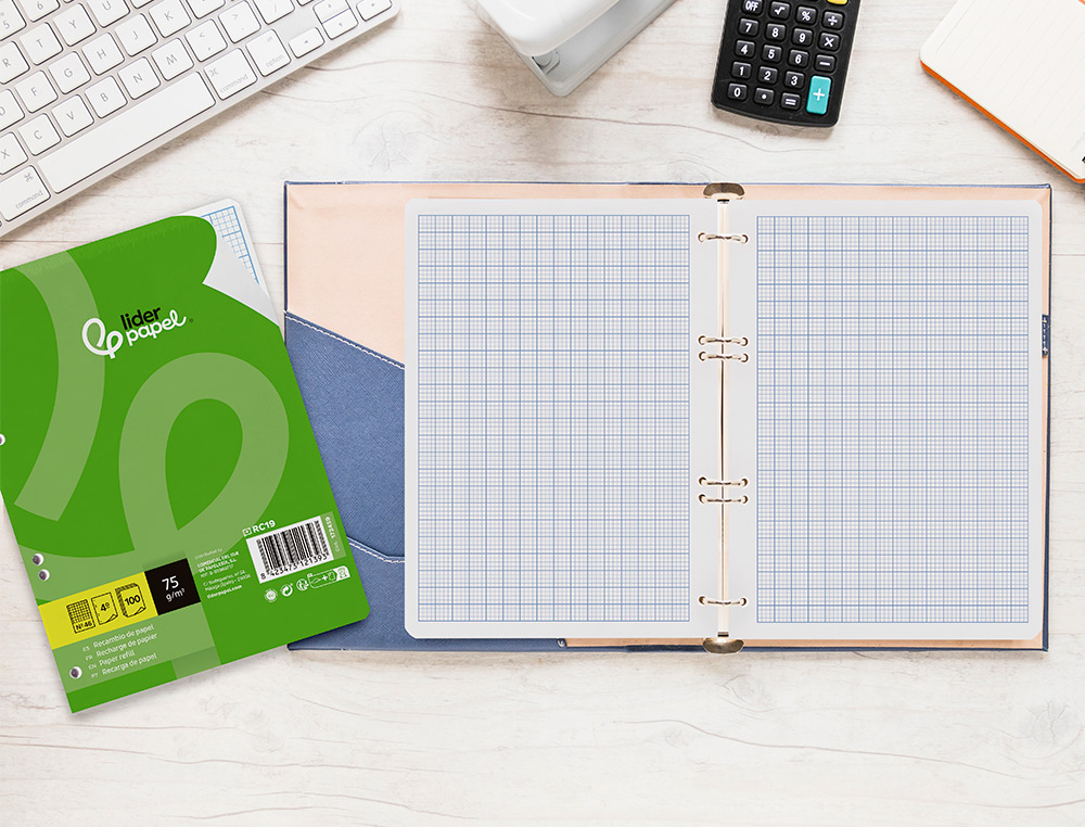 RECAMBIO LIDERPAPEL DIN A5 100 HOJAS 75G/M2 RAYADO N 46 6 TALADROS