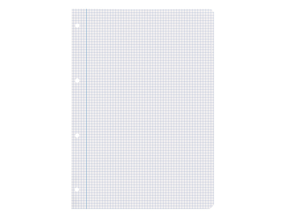 RECAMBIO LIDERPAPEL A4 80 HOJAS 75GR CUADRO 4 MM CON MARGEN 4 TALADROS