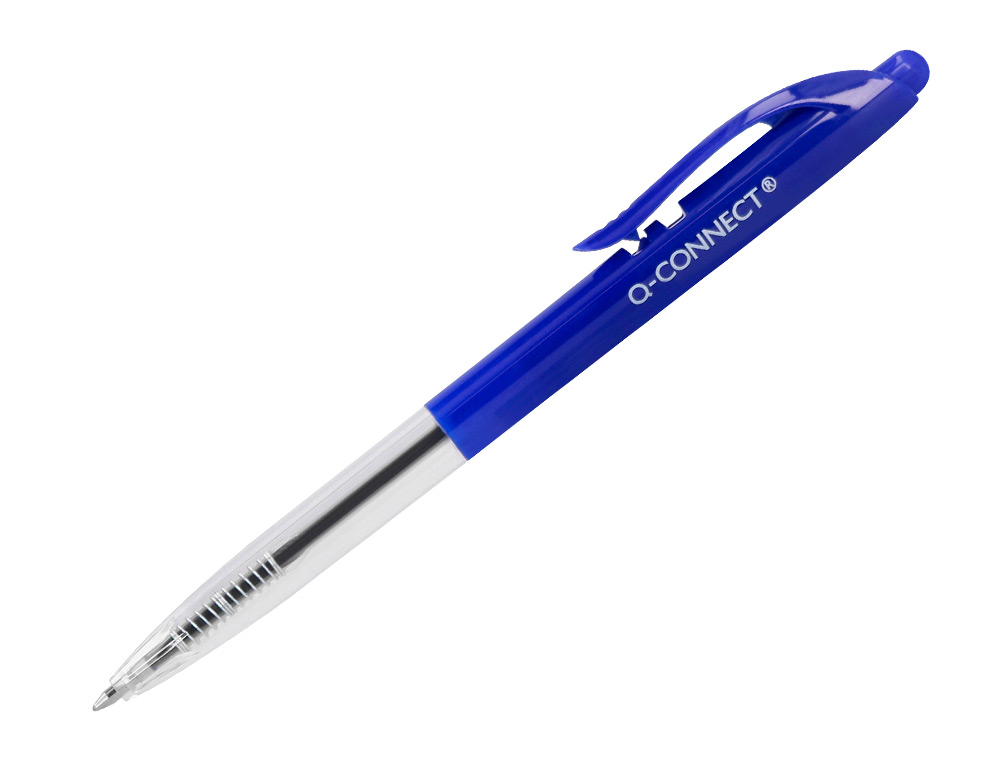 BOLIGRAFO Q-CONNECT RETRACTIL CON CLIP DISEO FINO TINTA ACEITE 0,7 MM COLOR AZUL