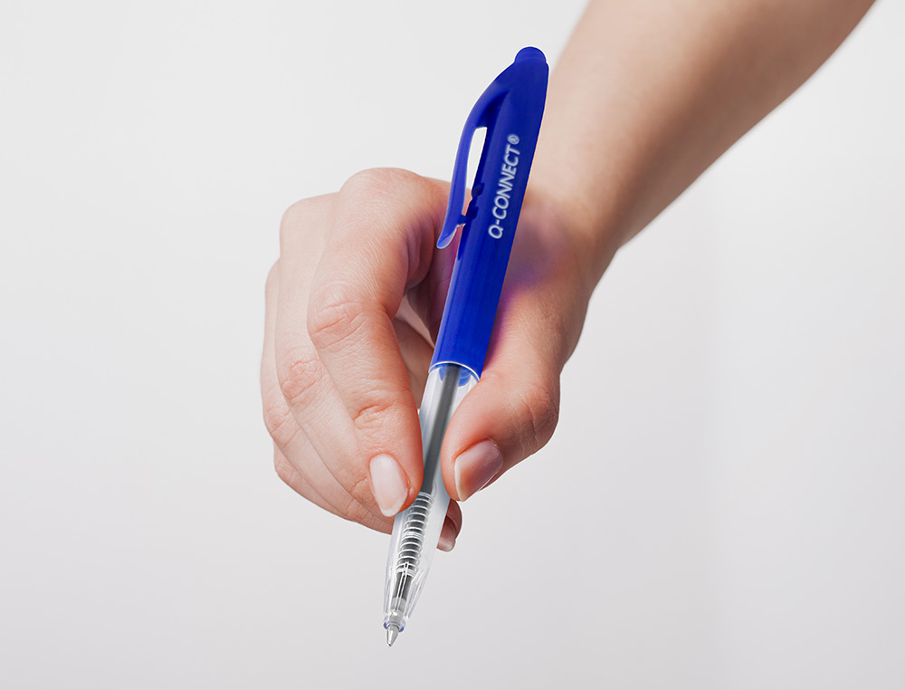 BOLIGRAFO Q-CONNECT RETRACTIL CON CLIP DISEO FINO TINTA ACEITE 0,7 MM COLOR AZUL