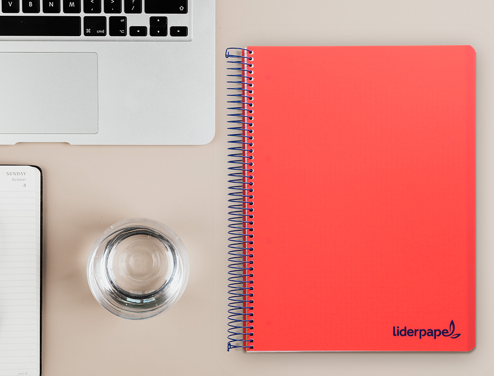CUADERNO ESPIRAL LIDERPAPEL A4 MICRO WONDER TAPA PLASTICO 120H 90 GR HORIZONTAL 5 BANDAS 4 TALADROS COLORES