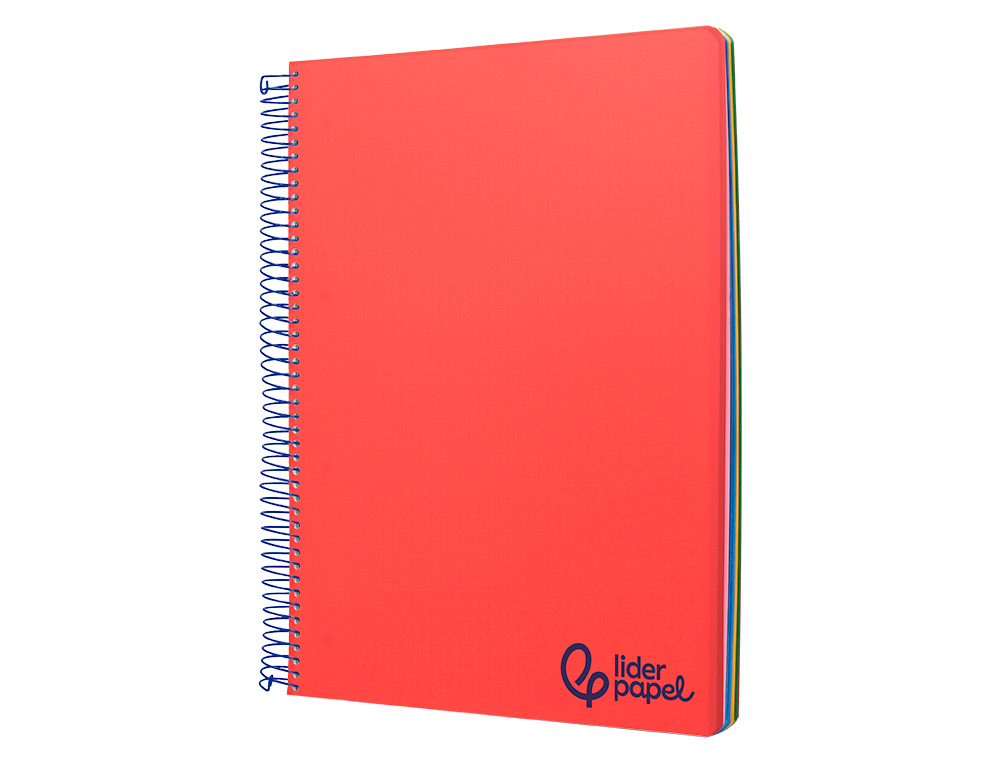 CUADERNO ESPIRAL LIDERPAPEL A4 MICRO WONDER TAPA PLASTICO 120H 90 GR HORIZONTAL 5 BANDAS 4 TALADROS COLORES