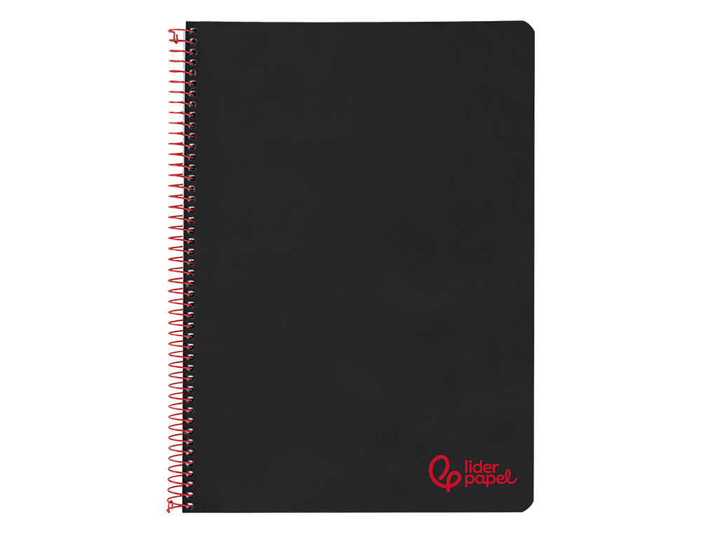 CUADERNO ESPIRAL LIDERPAPEL A4 WONDER TAPA PLASTICO 80H 90GR PAUTA ANCHA 3,5MM CON MARGEN COLOR NEGRO