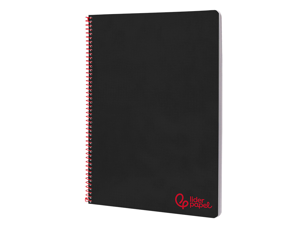 CUADERNO ESPIRAL LIDERPAPEL A4 WONDER TAPA PLASTICO 80H 90GR PAUTA ANCHA 3,5MM CON MARGEN COLOR NEGRO