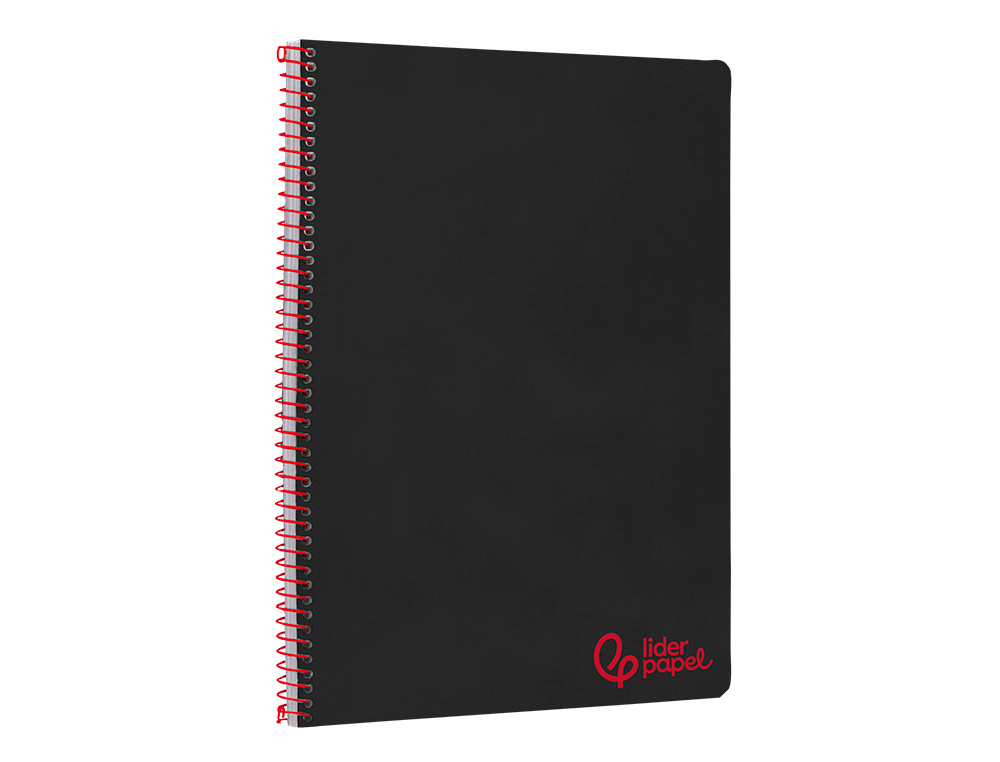 CUADERNO ESPIRAL LIDERPAPEL A4 WONDER TAPA PLASTICO 80H 90GR PAUTA ANCHA 3,5MM CON MARGEN COLOR NEGRO