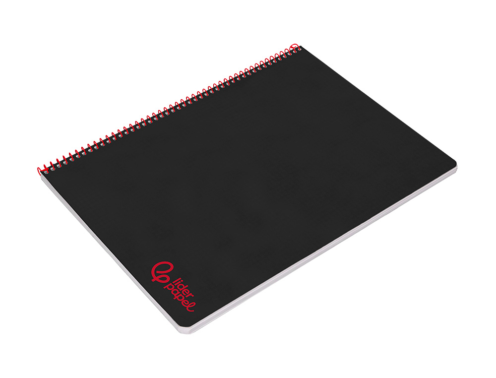CUADERNO ESPIRAL LIDERPAPEL A4 WONDER TAPA PLASTICO 80H 90GR PAUTA ANCHA 3,5MM CON MARGEN COLOR NEGRO