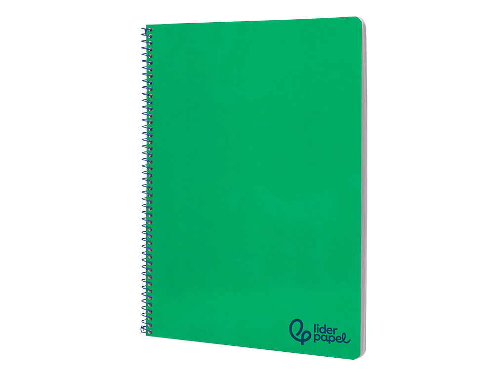 CUADERNO ESPIRAL LIDERPAPEL A4 WONDER TAPA PLASTICO 80H 90GR CUADRO 4MM CON MARGEN COLOR VERDE OSCURO