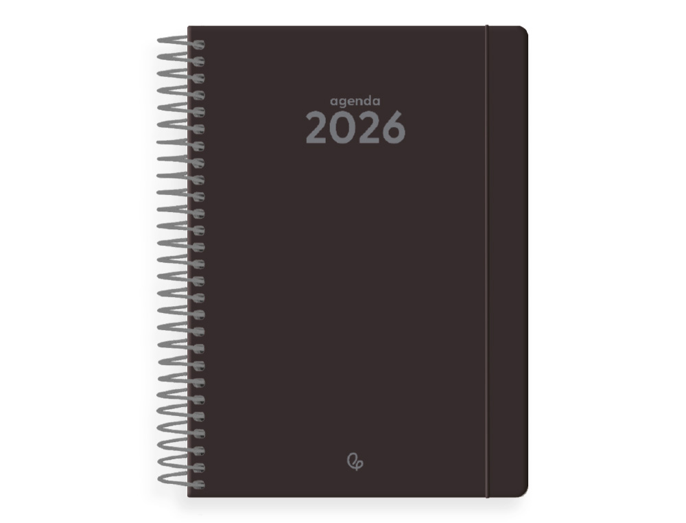 AGENDA ESPIRAL LIDERPAPEL CLASSIC A6 2026 SEMANA VISTA NEGRO PAPEL 70 GR FSC