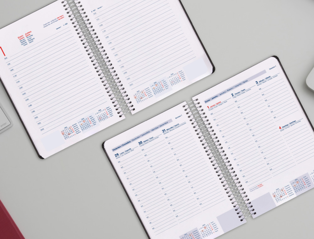 AGENDA ESPIRAL LIDERPAPEL CLASSIC A6 2026 SEMANA VISTA NEGRO PAPEL 70 GR FSC