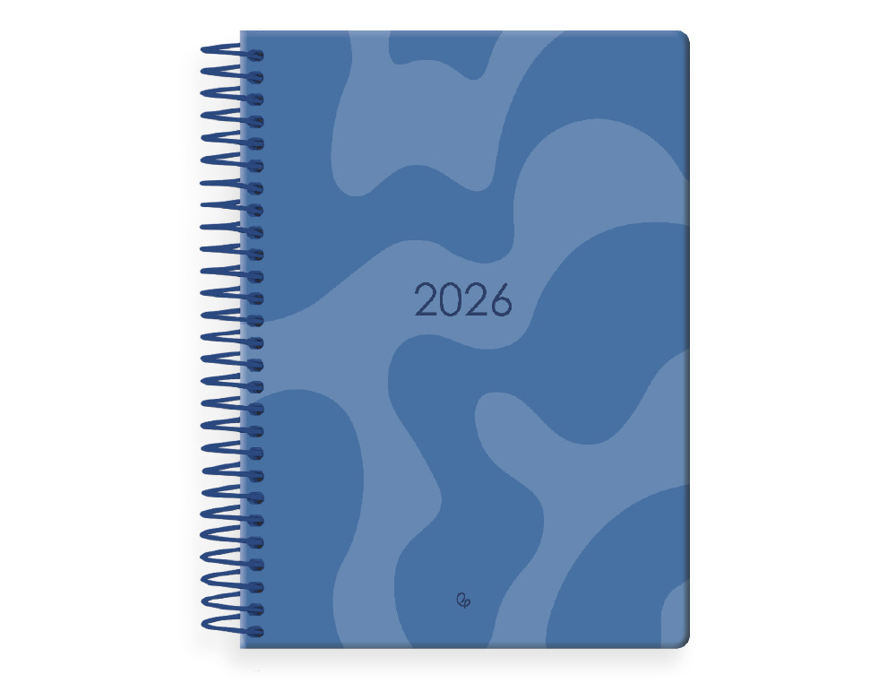 AGENDA ESPIRAL LIDERPAPEL SYROS 150X210 MM 2026 DIA PAGINA AZUL PAPEL 60 GR FSC