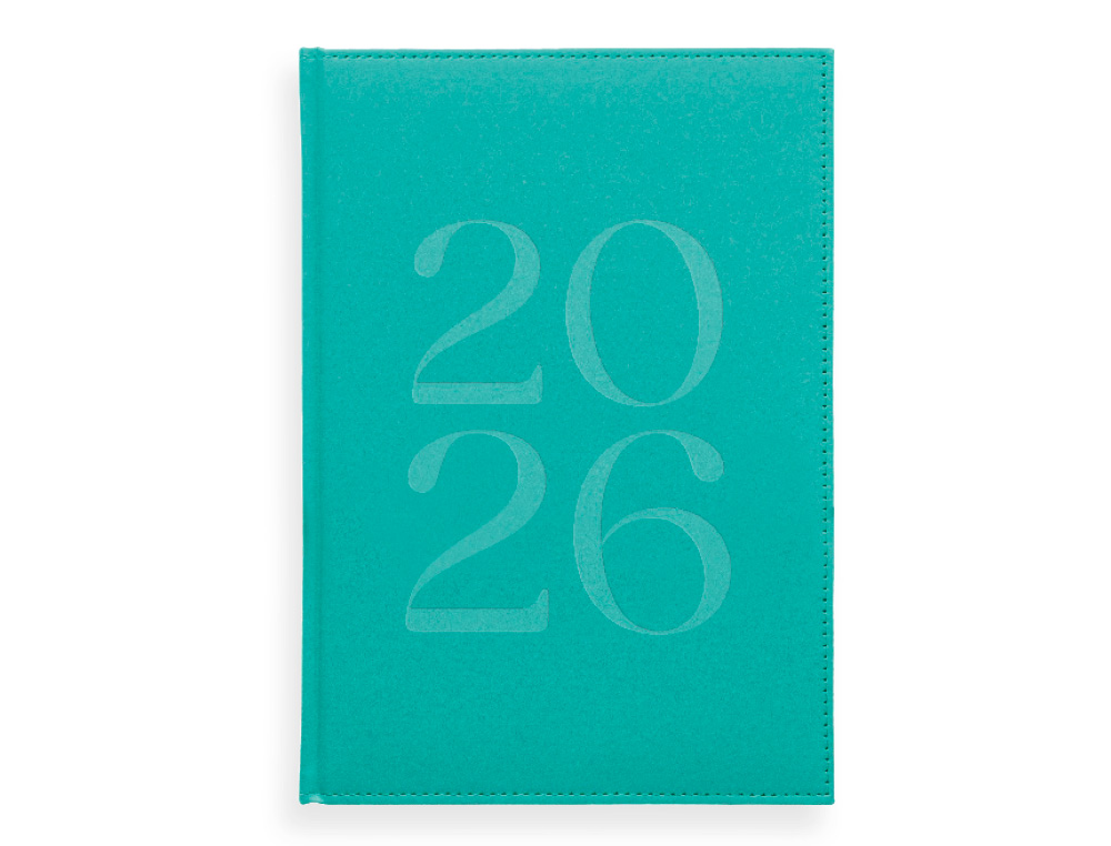 AGENDA ENCUADERNADA LIDERPAPEL CRETA 150X210 MM 2026 SEMANA VISTA TURQUESA PAPEL 70 GR FSC