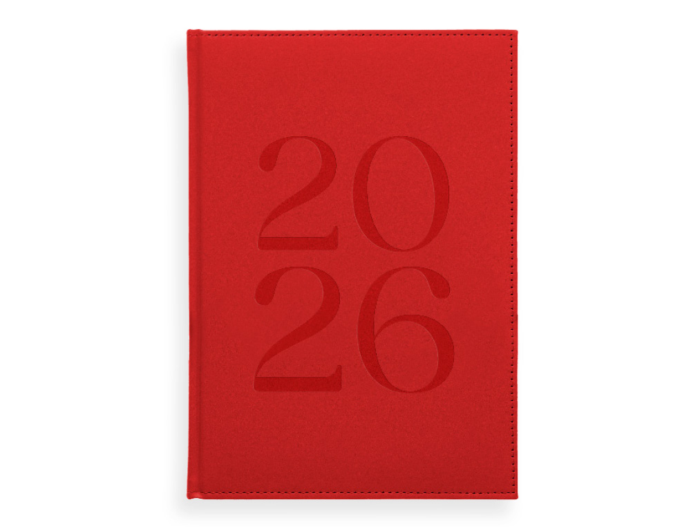 AGENDA ENCUADERNADA LIDERPAPEL CRETA 170X240 MM 2026 DIA PAGINA ROJO PAPEL 70 GR FSC