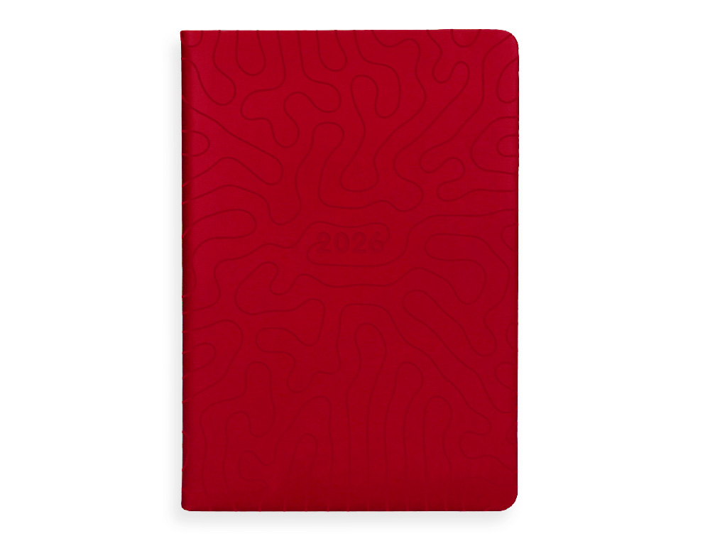 AGENDA ENCUADERNADA LIDERPAPEL LIPSI A5 2026 DIA PAGINA ROJO PAPEL 70 GR FSC